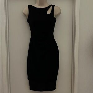 Cache Black One-Shoulder Cutout Sheath Dress